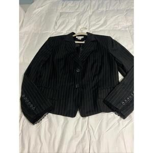 Worthington Stretch Size 12 Pinstripe Blazer With Pockets And Lace On Sleeves